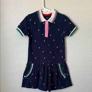 Mini Boden Navy Dress with Pink and Green Accents